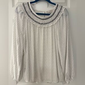 White Polka Dot Women's Top